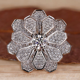 Vintage diamond cluster ring with round centre diamond.