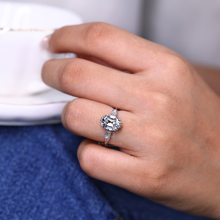 Cushion Old European Cut Lab Grown Diamond ring.