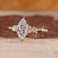 Diamondrensu AU handmade marquise diamond engagement ring.