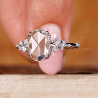 IGI certified oval rose cut diamond ring.