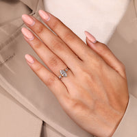 Handmade three stone marquise diamond ring.