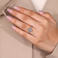 Lab grown diamond oval cut ring with mixed side stones.
