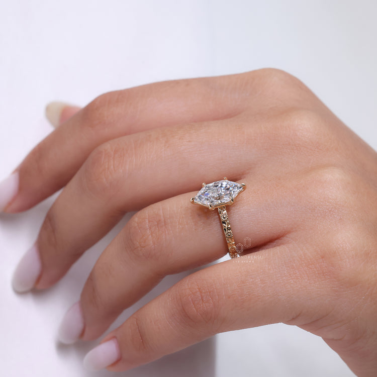 Dutch marquise ring solitaire sunflower prong set.