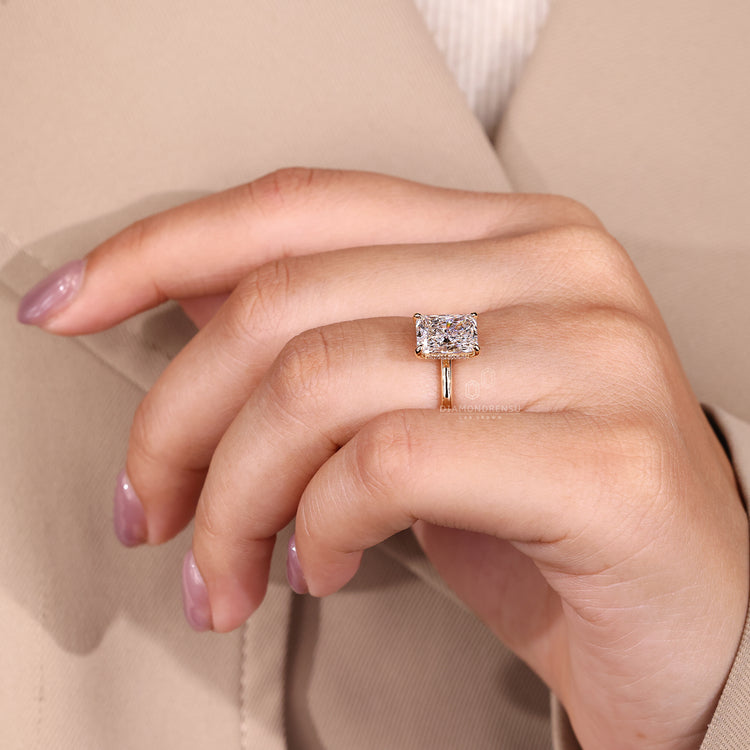 IGI certified handmade radiant cut diamond ring.