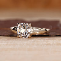 Lab Grown Cushion Old European Cut Ring classic design.