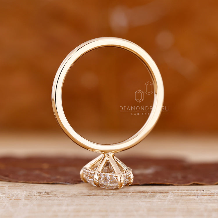 IGI certified handmade hidden halo diamond ring.