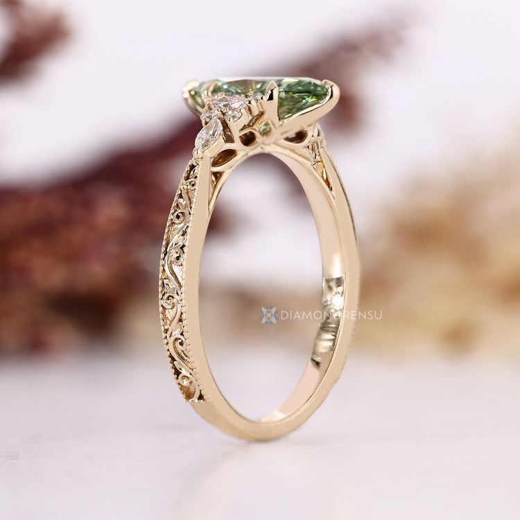 IGI certified lab grown marquise diamond ring.