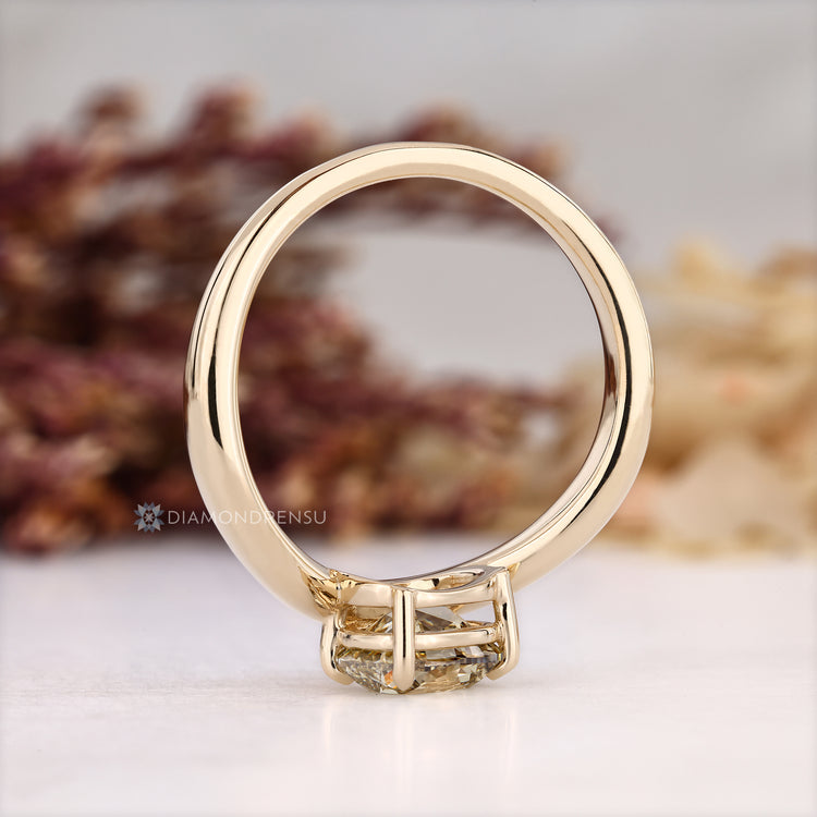 IGI certified lab grown cushion cut diamond ring.