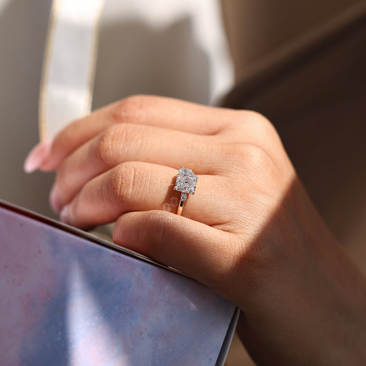 Toi et moi pear radiant ring split shank claw prong.