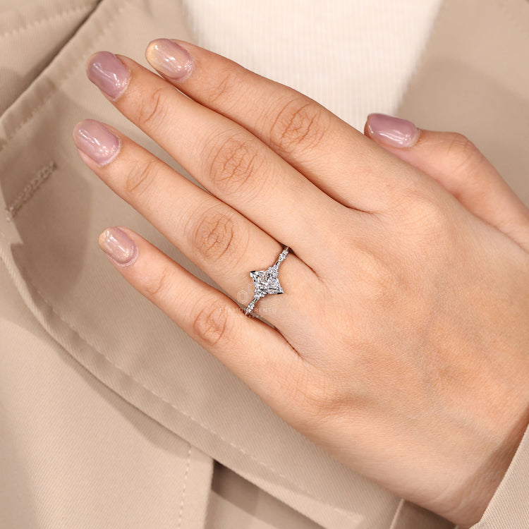Dutch marquise ring muse setting v prong style.