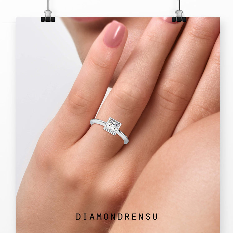 Beautiful bezel engagement ring with a lab grown diamond for extra brilliance.