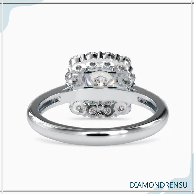Round halo engagement ring perfect for a timeless proposal.