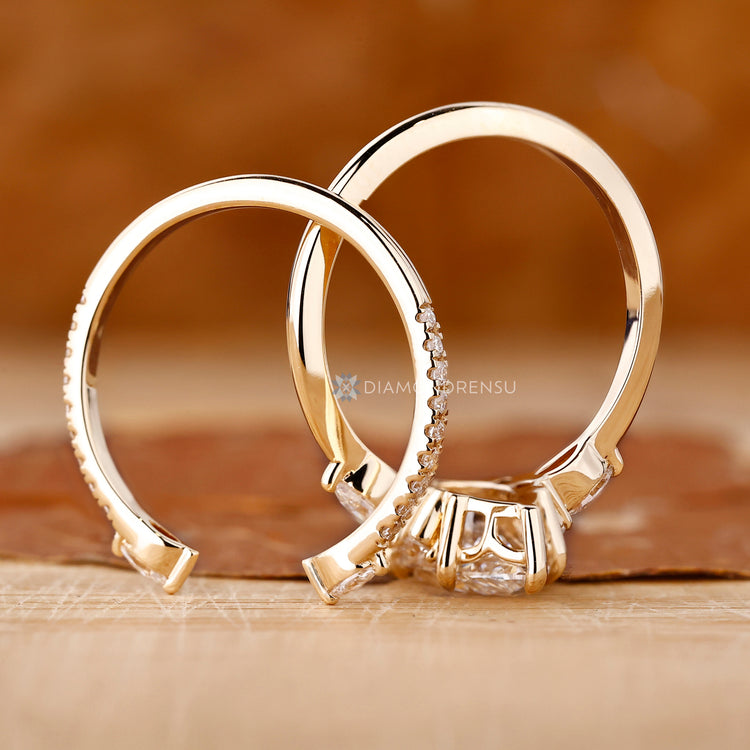 Handmade marquise diamond bridal set with Muse setting.
