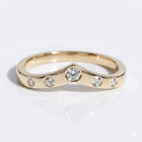 AUSM0290 - 0.16 TCW Round Brilliant Cut Chevron Flush Set Moissanite Band - 18K Yellow Gold - Size N