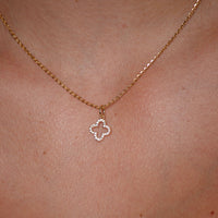 4 Leaf Open Clover Lab-Grown Diamond + Solid Gold Pendant Necklace