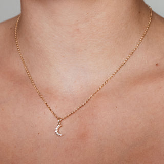 Crescent Moon Lab-Grown Diamond + Solid Gold Pendant Necklace