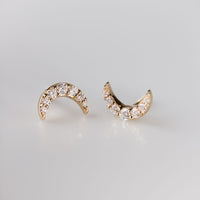 Crescent Moon Lab-Grown Diamond Stud + Solid Gold Earrings