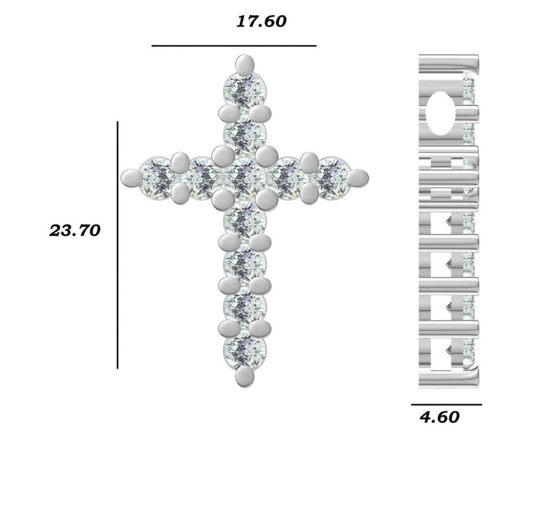 Round Lab-Grown Diamond Cross Pendant 1.2 CT