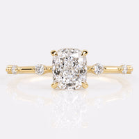 Elongated Cushion Cut Lab-Grown Diamond Distance Pavé Ring 1.50 CT - 14K Yellow Gold Size N