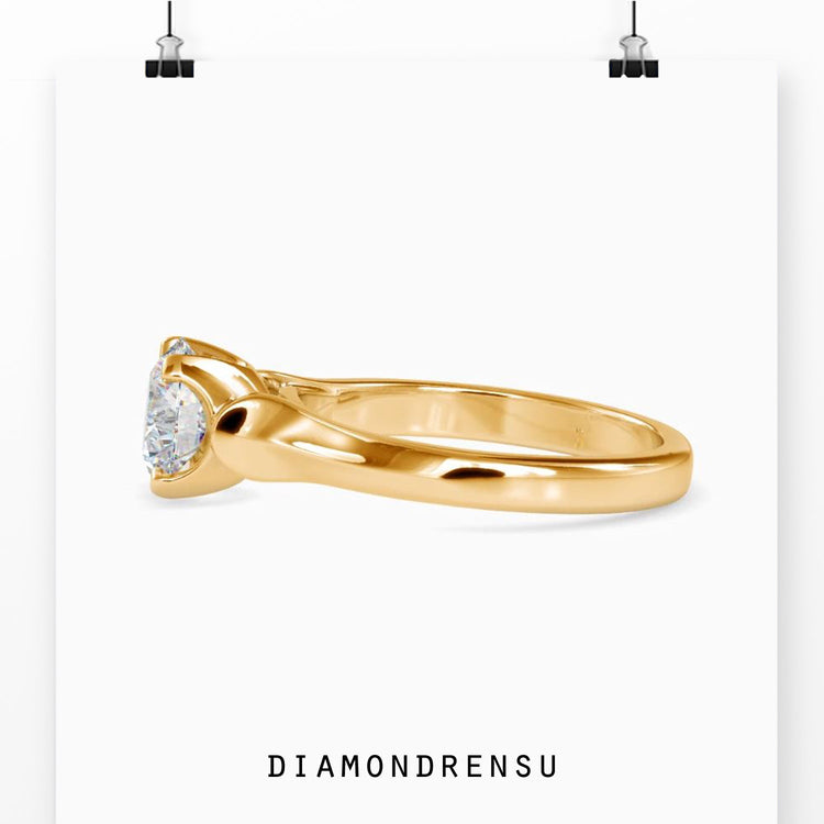 Solitaire engagement ring in rose gold, white gold, or yellow gold.