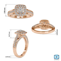 Beautiful bridge diamond ring featuring a double halo and lab grown diamond.