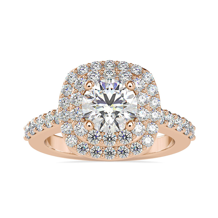 Pave engagement ring with a round brilliant diamond for timeless elegance.