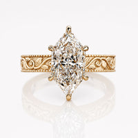 Dutch Marquise Lab Grown Diamond Vintage Ring 3 CT, 18k Yellow Gold - Size M