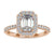 Emerald Halo Engagement Ring with a diamond halo design. Emerald Halo Engagement Ring with a diamond halo design.