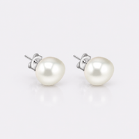 White keshi freshwater pearl sterling silver stud earrings