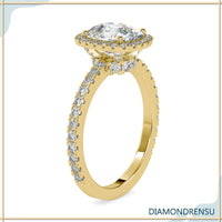 Elongated cushion cut diamond ring featuring stunning brilliance and charm.