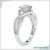 IGI certified round cut diamond ring featuring a twisted engagement ring design.
