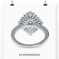 Cluster oval engagement ring with dazzling diamonds for a chic look.