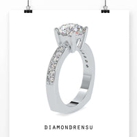 Round cut diamond engagement ring perfect for a classic proposal.