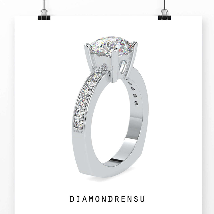 Round cut diamond engagement ring perfect for a classic proposal.