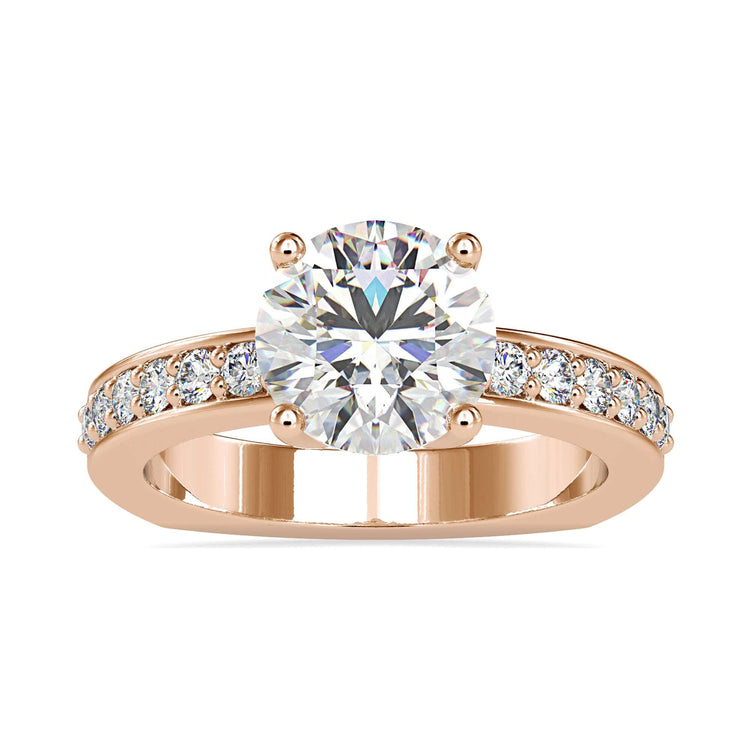 Pave engagement ring with a brilliant round diamond for modern elegance.