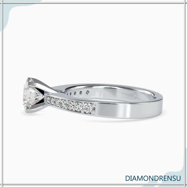 Engagement ring pave setting for a modern and luxurious look.