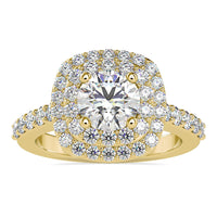 Round brilliant diamond ring with a stunning double halo design.