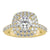 Round brilliant diamond ring with a stunning double halo design.