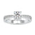Round cut diamond engagement ring featuring a pave ring setting and a basket ring design.