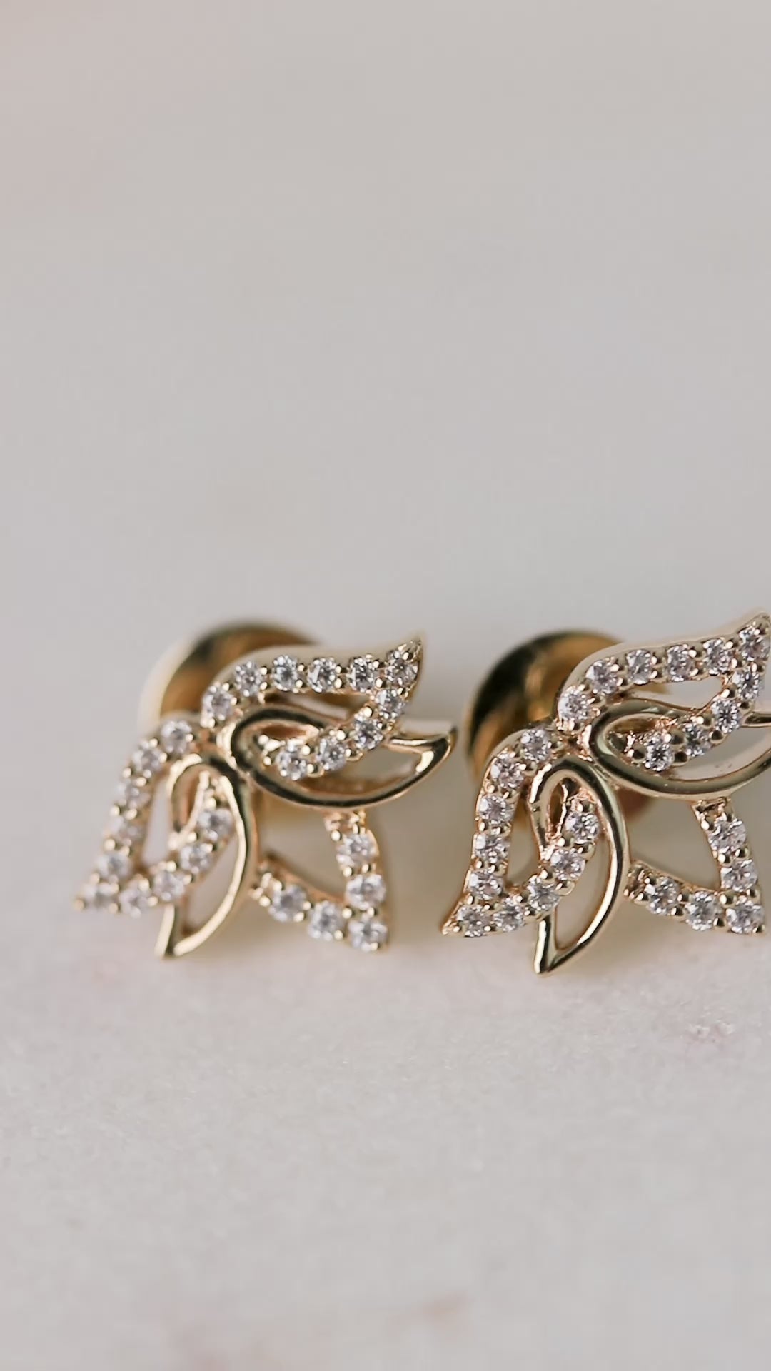Lotus Stud Lab-Grown Diamond + Solid Gold Earrings