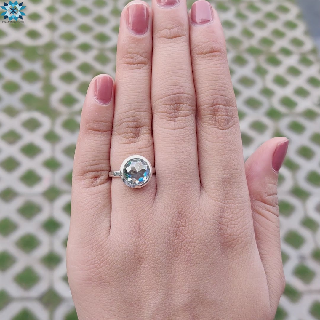 A Timeless and Classic Solitaire Bezel set 3.43 CT Round Rose Cut Ring