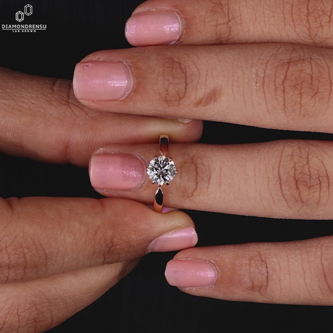 Round Lab-Grown Diamond Pinched Band Solitaire Ring 1 - 3 CT