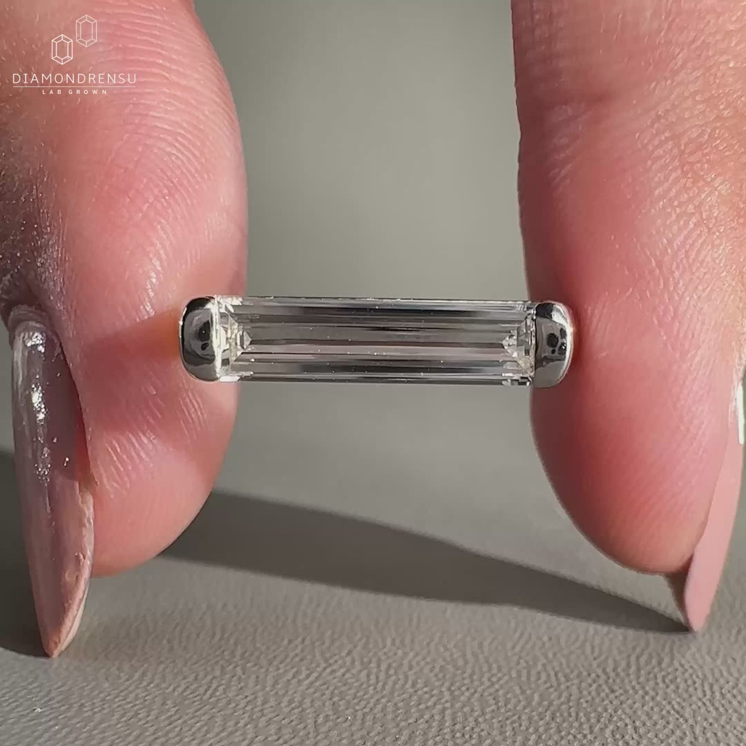 Baguette Lab-Grown Diamond Bezel Setting Ring