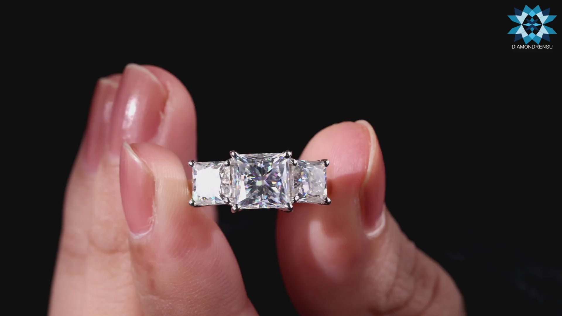 Princess Cut Moissanite Three Stone Ring 3.5 TCW