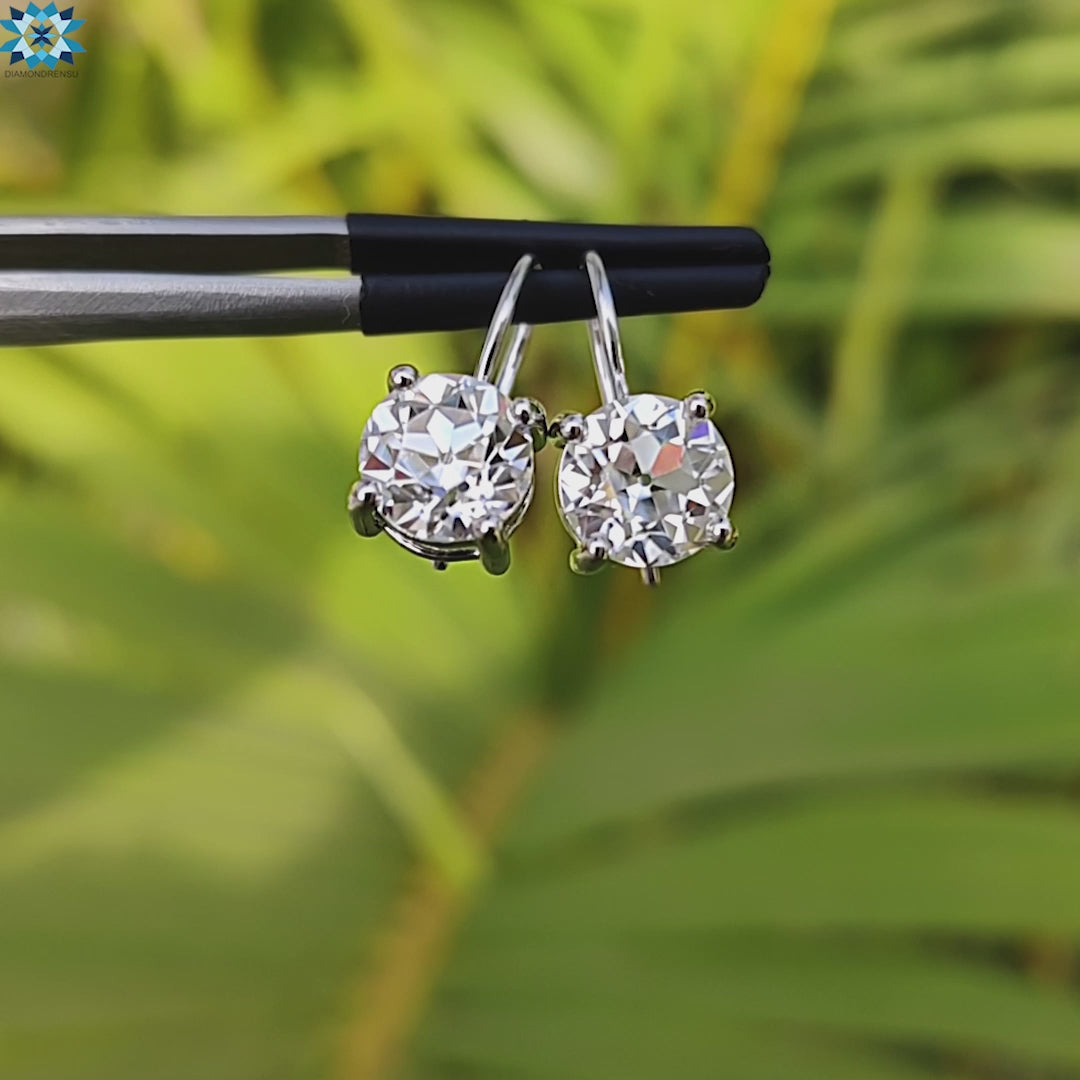 Round OEC Cut Colourless Moissanite Drop Earrings 3.3 TCW