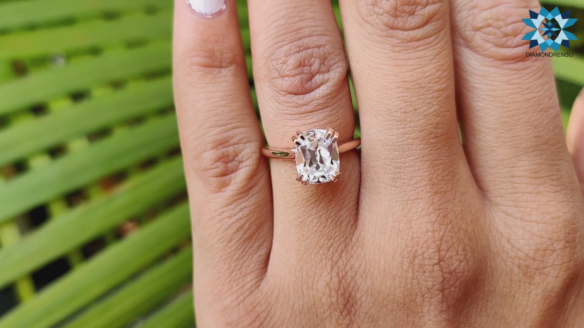 Cathedral set, 2.20 CT Cushion Old European Cut Solitaire Moissanite Ring