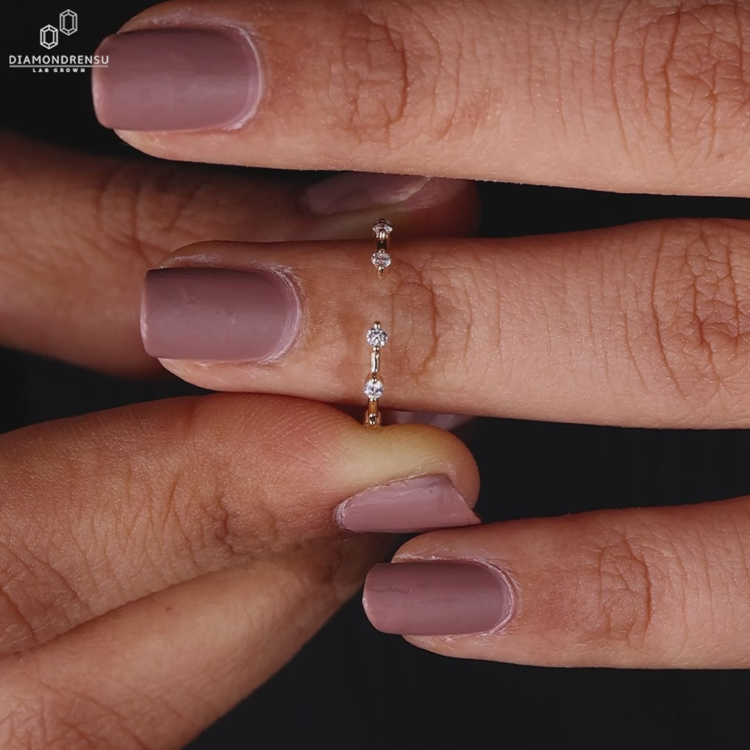 Open Gap Round Lab Grown Diamond Wedding Band for Women
