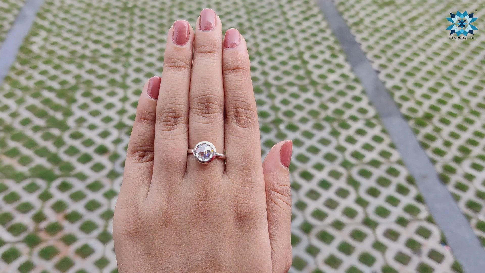 Beautiful Bezel Set 2.29 CT Round Rose Cut Solitaire Moissanite Engagement Ring