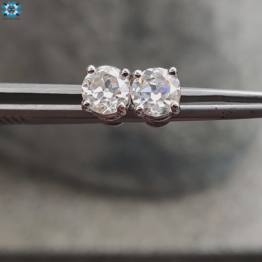 Round OEC Colourless Moissanite Four Prong Stud Earrings 2.14 TCW