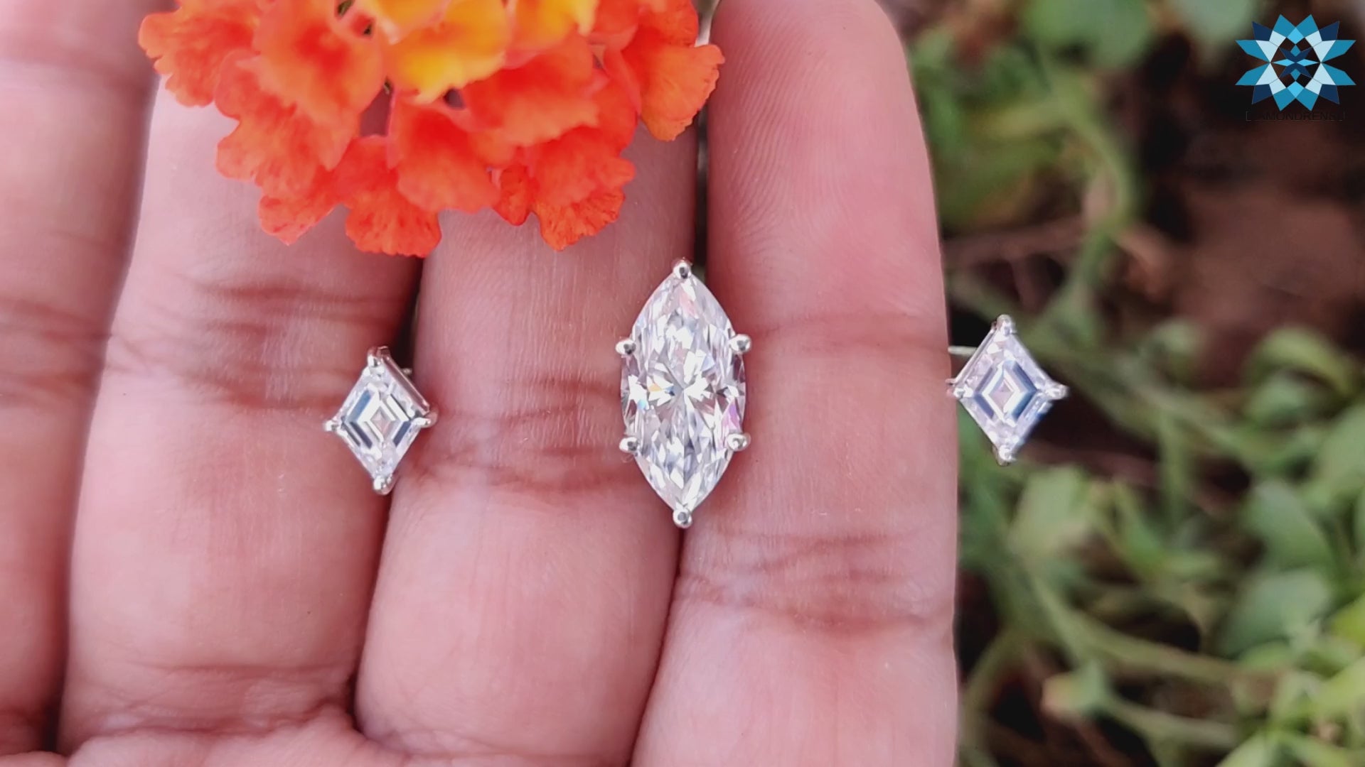 3.24 TW Marquise Cut with side Lozenge Two-Finger Moissanite Engagement Ring